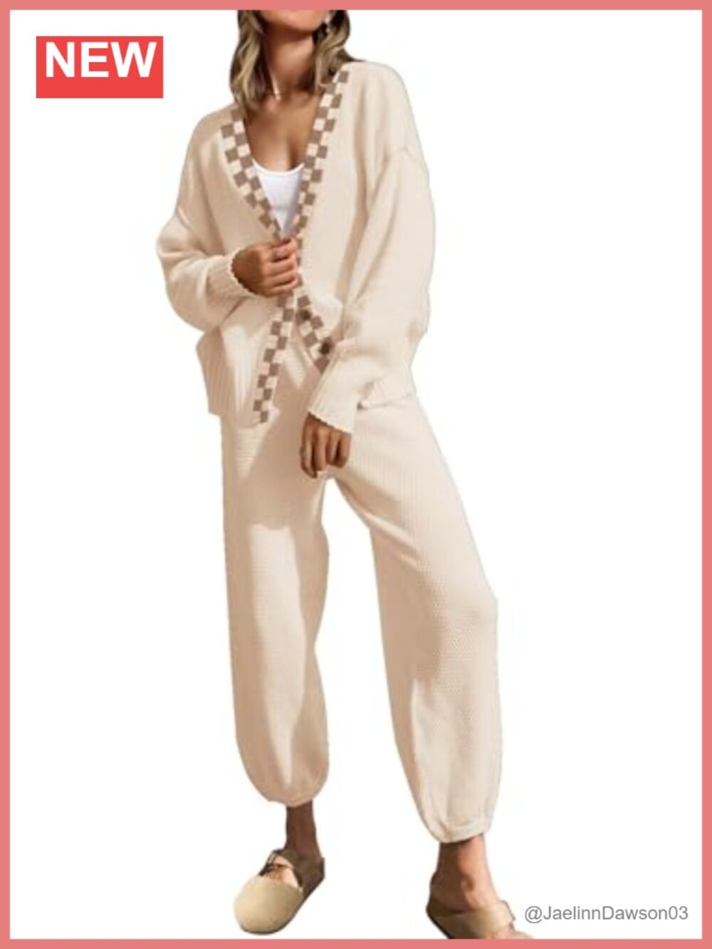 Women 2 Piece Knit Sweater Set Cardigan and Pants Lounge